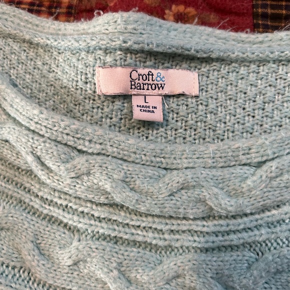 Croft & Barrow Light Blue/Green Crew Neck Sweater -Size Large - Picture 3 of 5